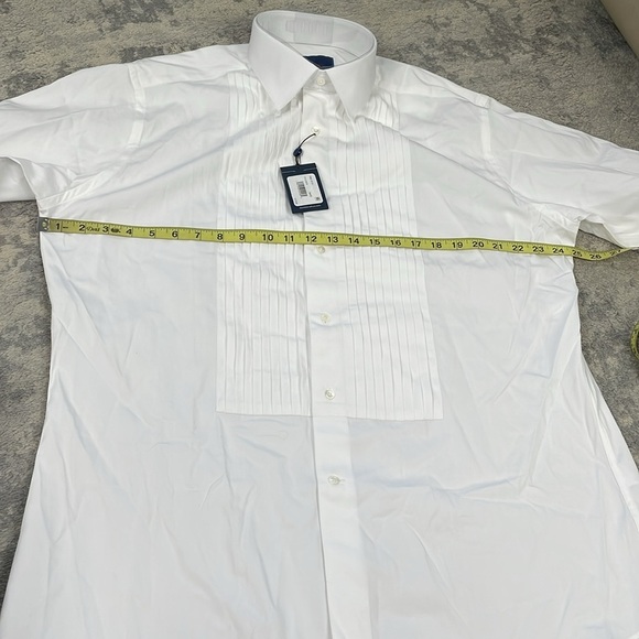 NWT David Donahue Trim Fit 18 Pleated Bib Front Formal Shirt White Sz 17.5 - Picture 9 of 13